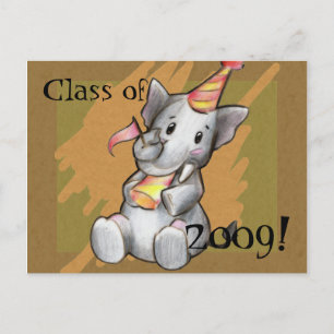 Party Elephant Graduate Postcard Postkarte