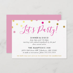 PARTY EMPFANG INFO glam conetti Spot Gold Rosa Einladung
