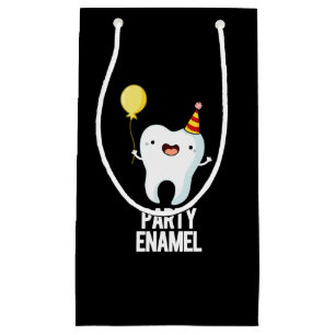 Party Enamel Funny Tooth Pun Dark BG Kleine Geschenktüte