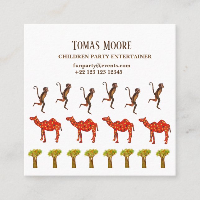 Party Entertainer Business Cards Quadratische Visitenkarte (Vorderseite)