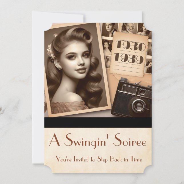 Party Era Swinging'Soiree Teenagers Party der 1930 Einladung (Vorderseite)