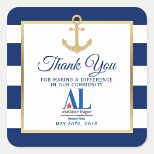 Party-Ereignis des Nautic White Navy Blue Stripes Quadratischer Aufkleber