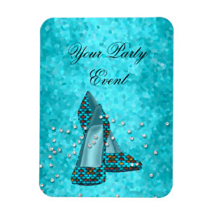 Party Event Aquamarin Blue Glitzer Shoes Magnet