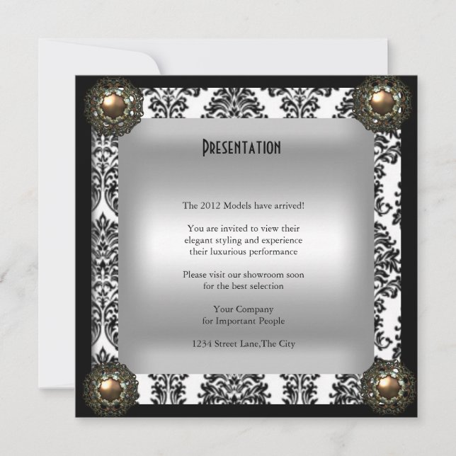 Party Event Elegante Damask Jewel Einladung (Vorderseite)