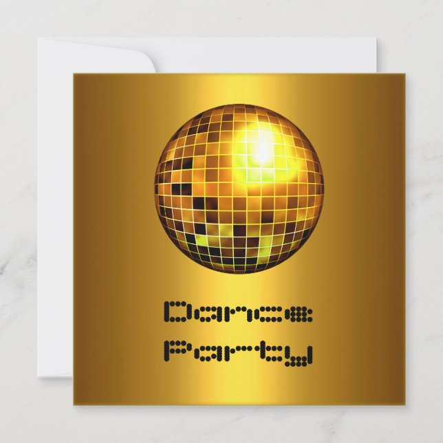 Party Event Gold Mirrorball Einladung (Vorderseite)