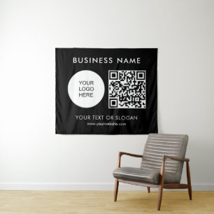 Party Event Seminar QR Code Logo Text Medium Wandteppich