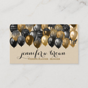 Party Eventplaner Beige Gold Sprinkballon Visitenkarte