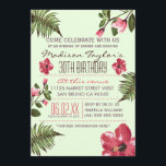 Party Exotic Hibiskus & Tropical Palm Blätter Einladung<br><div class="desc">Exotic Hibiskus & Tropical Palm  30. Geburtstag Party Einladungen. Die farbenfrohe und farbenfrohe Geburtstagsfeier ist in Pastellgrün gehalten,  mit kräftigen,  tiefrosa Hibiskus-Blume und dunkelgrünen Palmenfronten.</div>