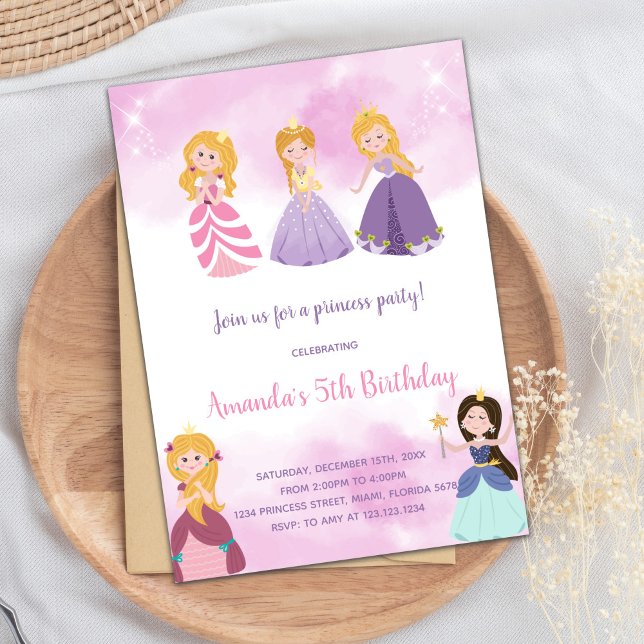 Party Fairytale Giro del Malcantone Einladung (Pink Princesses Birthday Invitations)