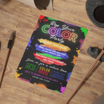 Party Farbe Schwarz Einladung Editable Einladung