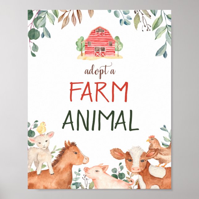 Party "Farm Animal Sign Petting Zoo" adoptiert Poster (Vorne)