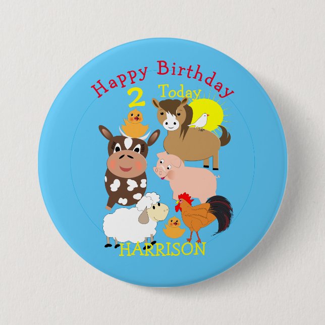 Party "Farm Animal Themed Kindergeburtstag" Button (Vorderseite)
