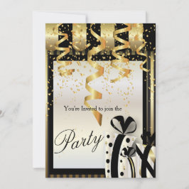 Party-Feier Einladung in Gold und Schwarz