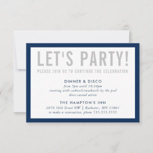 PARTY FEIER INFO einfach modern grau navy Einladung