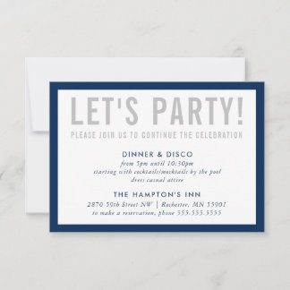 PARTY FEIER INFO einfach modern grau navy Einladung