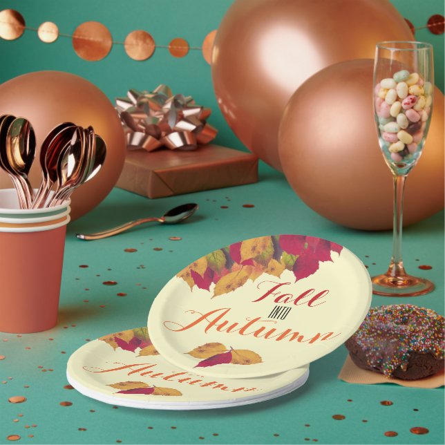 Party Feierlichkeiten Herbst Herbst Saison Blätter Pappteller (Multi)