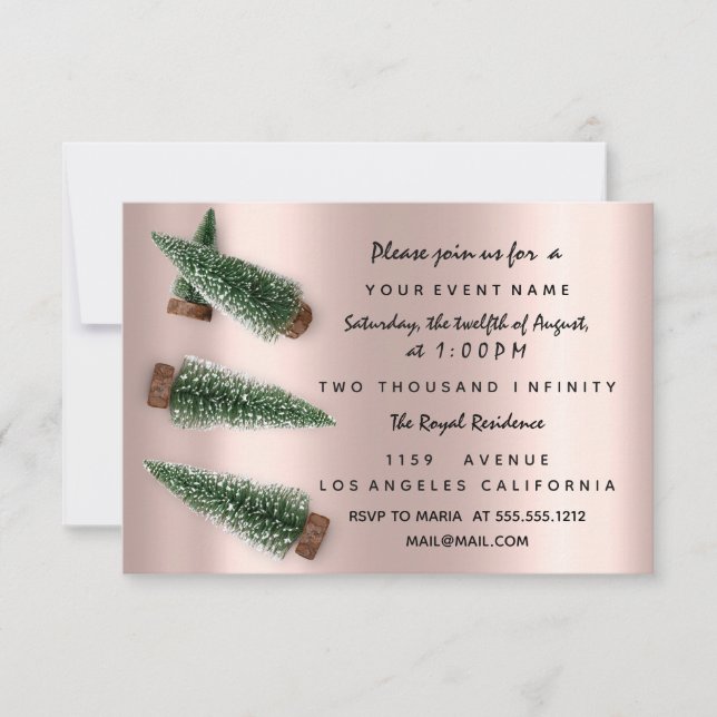 Party-Festtag Abendessen Weihnachten Rose Einladung (Vorderseite)