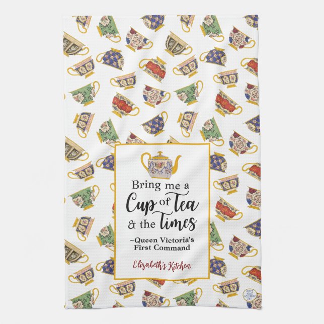 Party Fine Art Teacup Muster Queen Victoria Tee Geschirrtuch (Vertikal)