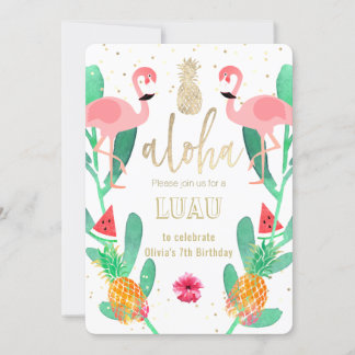 Party flamingo luau einladung