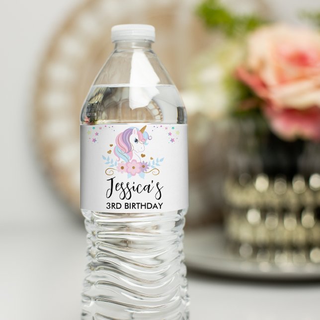 Party-Flasche mit Unicorn Wasserflaschenetikett (Von Creator hochgeladen)