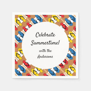Party "Flop Primary Stripe" Personalisiert Summer Serviette