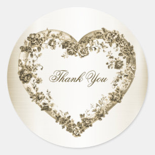 Party Floral Golden Verziert Heart Rahmen Elegant Runder Aufkleber