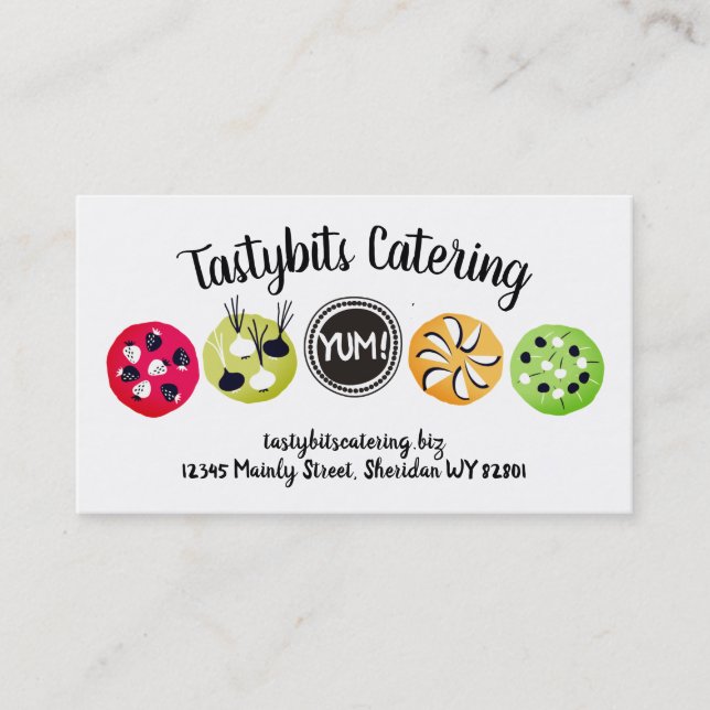 Party food appetizers chef catering business card visitenkarte (Vorderseite)