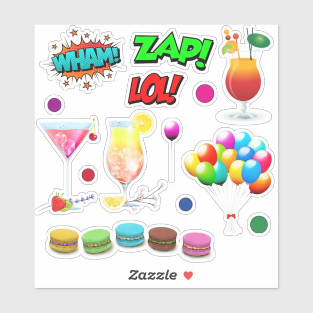 Party Food Ballons Superhelden Redewendungen Aufkleber (Blatt)