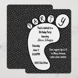 Party Footprint auf Polka Dots Einladung