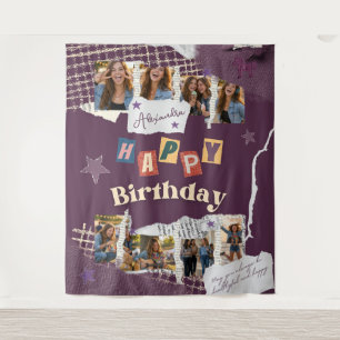 Party-Foto-Backdrop im Scrapbook-Stil zum Geburtst Wandteppich