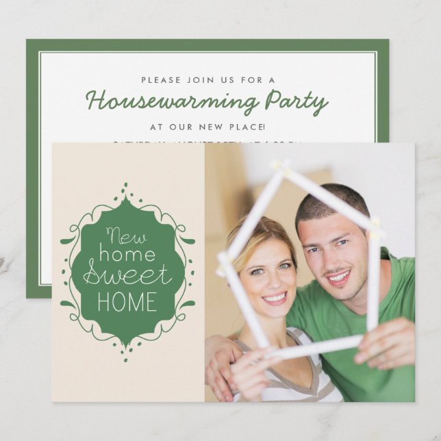 Party Foto Einladung / Grün (Vorne/Hinten)