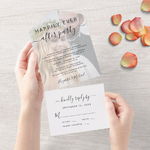 Party-Foto Hochzeitsempfang Glücklich bis ans Lebe All In One Einladung