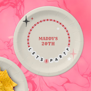 Party Freundschaft Bracelet Red Pink Geburtstag Pappteller