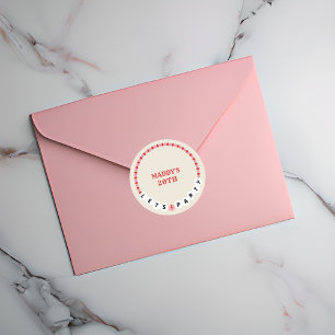 Party Freundschaft Bracelet Red Pink Geburtstag Runder Aufkleber