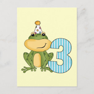 Party Frog 3. Geburtstag T - Shirt und Geschenke Einladungspostkarte