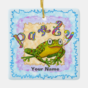 Party Frosch  Keramikornament