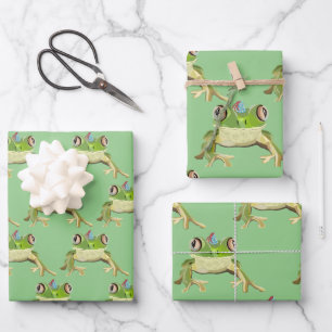 Party Frosch Packpapier Geschenkpapier Set