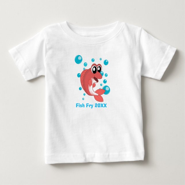 Party "Fry Seafood Boil" w "Red Fish and Bubbles" Baby T-shirt (Vorderseite)