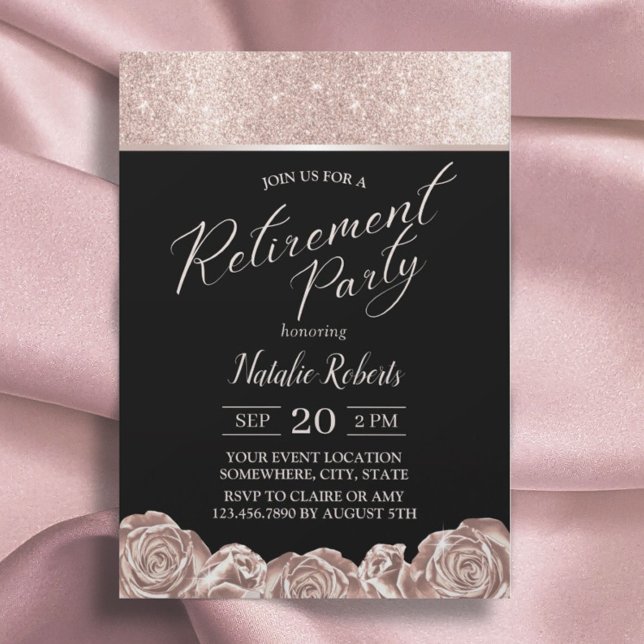 Party für Altersvorsorge Moderne Rose Gold Foil Bl Einladung (Von Creator hochgeladen)