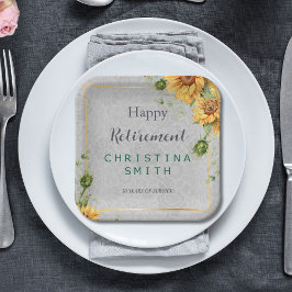 Party für antike Watercolor Sonnenblumen Pappteller