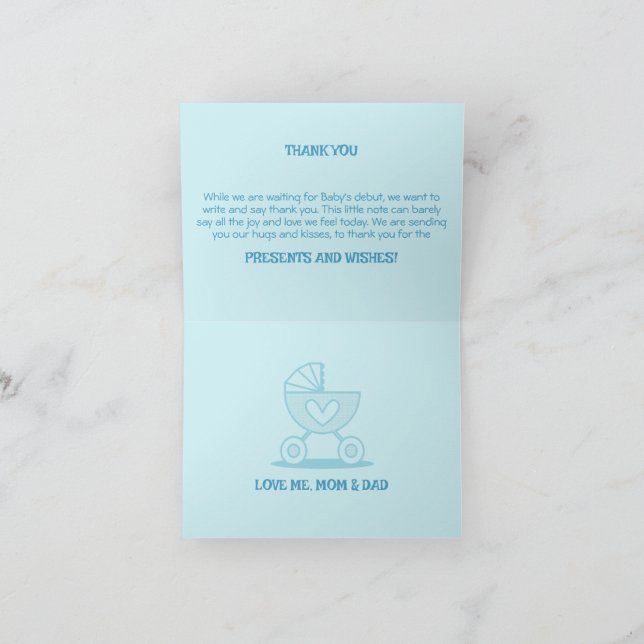 Party für das Baby Gender Reveal Dankeskarte (Innenseite)