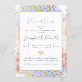 Party für das blaue oder rosa Geschlecht Einladung