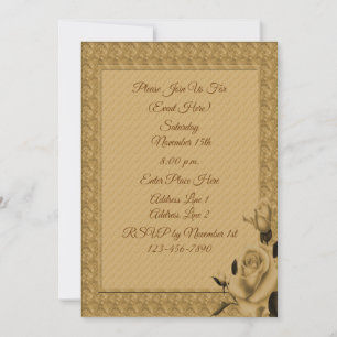Party für das Design von Rahmen in Gold-Rose Einladung