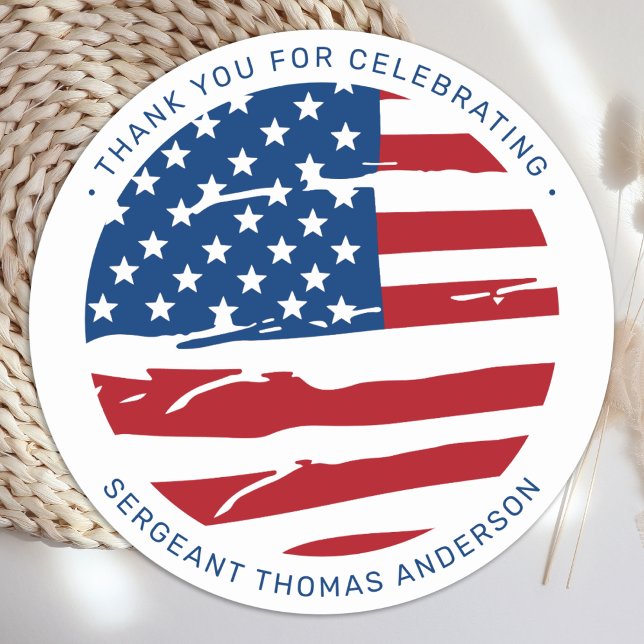 Party für das militärische Ruhestand - Patriotisch Runder Aufkleber (Von Creator hochgeladen)