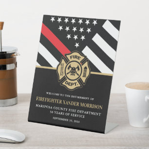 Party für das Ruhestand von Feuerwehren Sockelschild