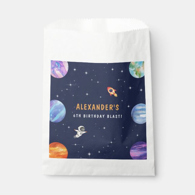 Party für das Solarsystem Galaxy-Niedliche Geburts Geschenktütchen (Vorderseite)
