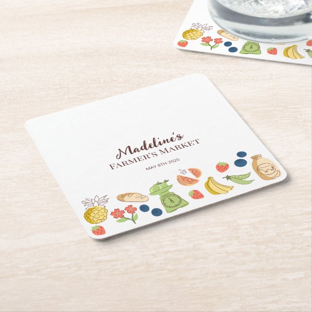 Party für den Bauernmarkt Frische Erzeugnisse Rechteckiger Pappuntersetzer (angewinkelt)