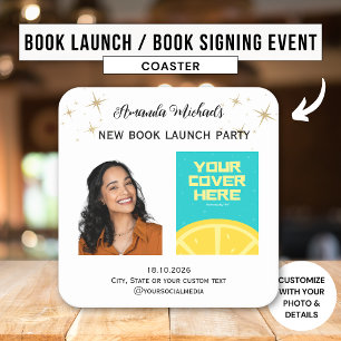 Party für den Buchstart des Autors Rechteckiger Pappuntersetzer