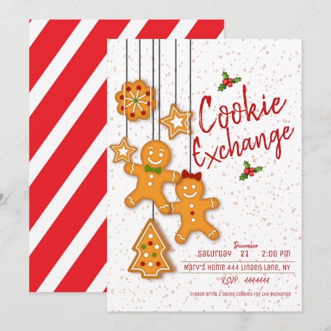 Party für den Holiday Cookie Exchange Einladung (Vorne/Hinten)