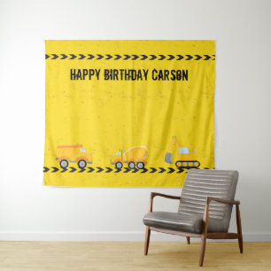 Party für den Kindergeburtstag des Baufahrzeugs Wandteppich